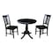 International Concepts Round 36 in Round Extension Dining Table with 2 San Remo Chairs, Black, 36 in W, 48 in L, 28.9 in H K46-36RXT-C10-2 - alternate 1
